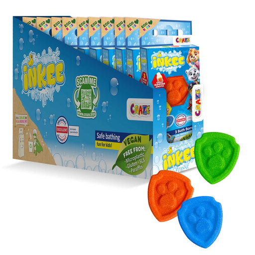 INKEE 10 Mini Packs Paw Patrol Bath Bombs: 3 Kids Bath Bombs, Strawberry Flavour, Children's Bath Toys - Great Gift Set for Kids 1 count (Pack of 10) Paw Patrol