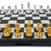 19 x 19cm Folding Magnetic Chess Set — Gold & Silver with Carry Box