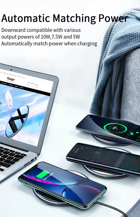 15W Qi Wireless Charging Pad — Fast Charger for iPhone, Samsung & AirPods