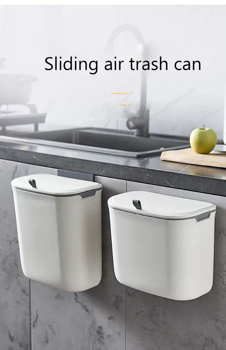 7L/9L Wall-Mounted Lidded Bin for Cabinet Door — Hanging Paper Basket for Kitchen, Bathroom & Living Room