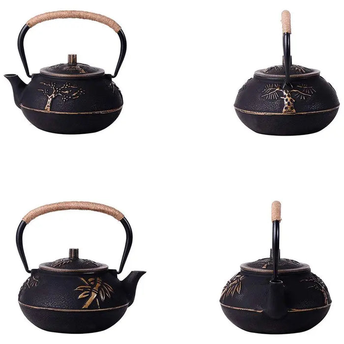 900ml Plum Blossom Cast Iron Teapot with Stainless Steel Infuser
