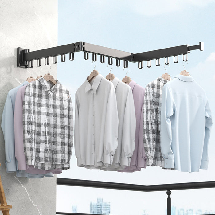 Retractable Wall-Mounted Folding Clothes Hanger — Aluminium, Indoor & Outdoor