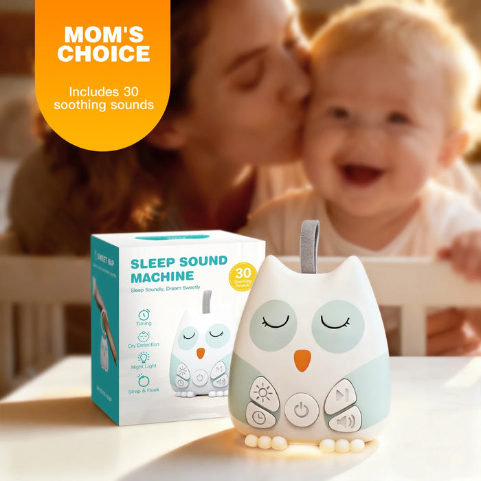 Owl Portable White Noise Machine for Baby — 30 Sounds, Cry Sensor, Night Light, Rechargeable