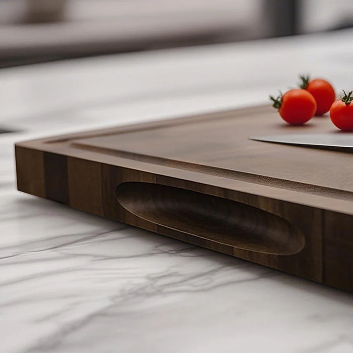 Walnut End-Grain Cutting Board with Handle — 42×30cm Rectangular Butcher Block