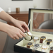 12-Slot Watch Box — Grey PU Leather with Clear Window & Velvet Lining