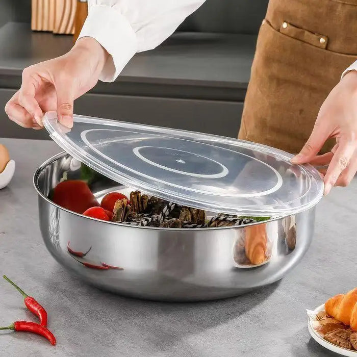 Stainless Steel Mixing Bowl with Lid — Heavy-Duty, Dishwasher-Safe