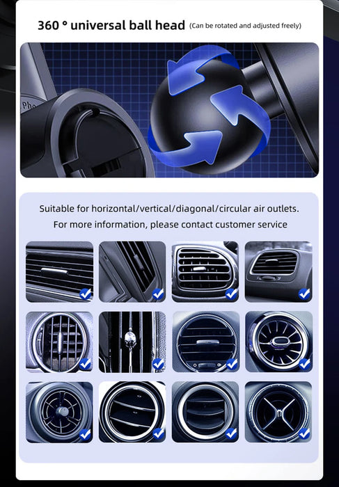 15W Car Phone Charger & Holder — Auto‑Sensing Vent Mount with One‑Touch Release