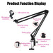 Adjustable Scissor Arm Microphone Stand — Desktop Clip, Tripod & Extendable Bracket
