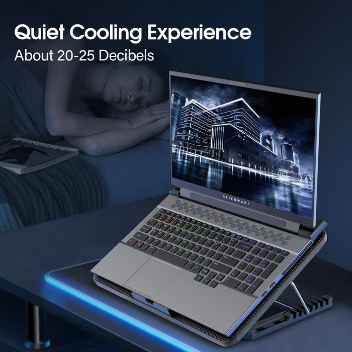 15.6–17.3 inch Laptop Cooling Pad — 6 Quiet Fans, 7-Position Adjustable Stand & Phone Holder