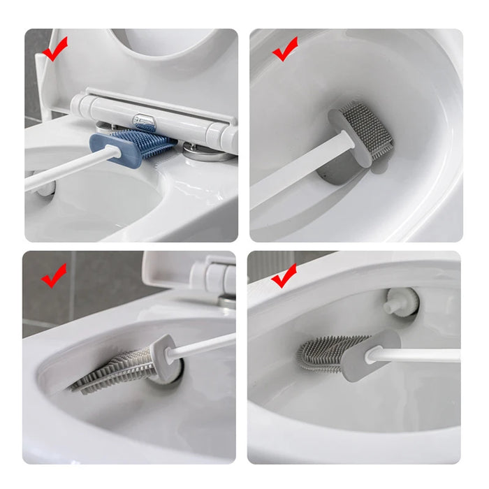 Silicone Soft‑Bristle Wall‑Mounted Toilet Brush with ABS Handle