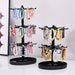 Rotatable 2- or 3-Tier Jewellery Display Stand — 16 or 24 Hooks, Black or Transparent