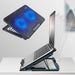 Portable Adjustable Laptop Cooling Pad – USB-Powered Metal Mesh Cooler with LED