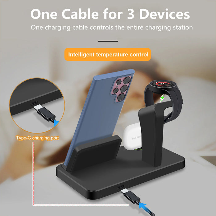 3-in-1 Type-C Wireless Charging Dock for Samsung Galaxy Phones, Watch & Buds