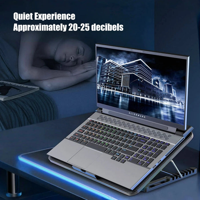 Laptop Cooling Pad with 8 Fans for 12–17 inch Laptops — 7-Height Adjustable with Phone Holder
