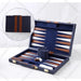 15-Inch Travel Leather Backgammon Set – Compact Portable Board