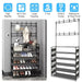 5-Tier Metal Shoe Rack with 8 Hooks — Coat, Hat & Bag Organiser