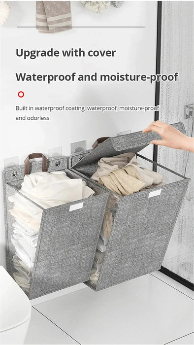 Foldable Adhesive Wall Laundry Hamper – Punch-Free Mesh Basket