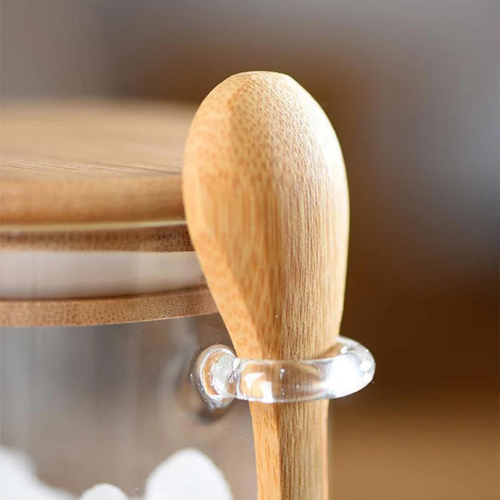 Borosilicate Glass Storage Jar with Bamboo Lid & Spoon, 620ml