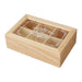 Wooden 6-Compartment Tea Box with Transparent Lid — 24×16×7 cm Organiser