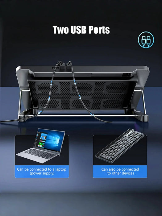 Laptop Cooling Pad with 8 Fans for 12–17 inch Laptops — 7-Height Adjustable with Phone Holder