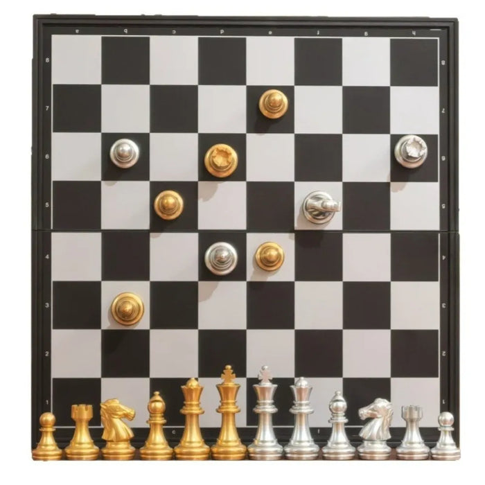 Magnetic Folding Chess Set — 25cm or 32cm, Gold & Silver Plastic Travel Board