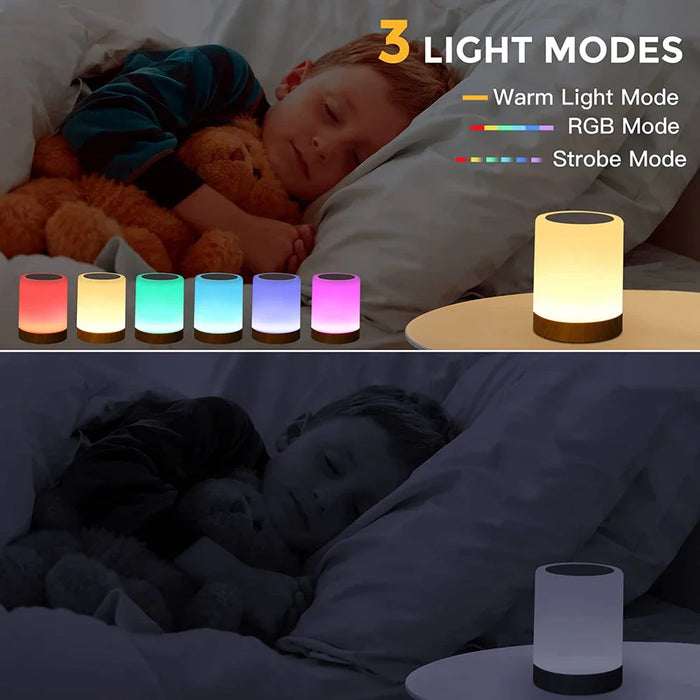 LED-Touchlampe - Nachttischlampe mit RGB-Licht, Touch-Sensor und tragbarer Schreibtischlampenfunktion - Perfekte Schlafzimmerbeleuchtungslösung & Geschenkartikel für Kinder