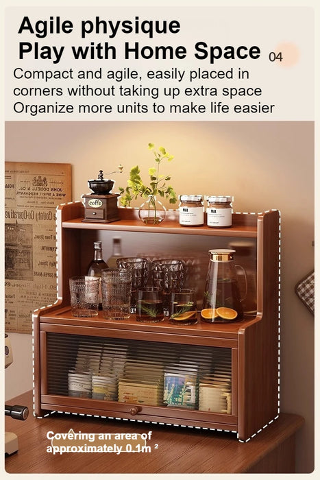 Bamboo 3-Tier Cup & Glass Organiser Shelf – Countertop Storage for Mugs & Small Spaces