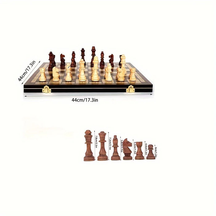 44cm (17.3in) Wooden Folding Chess Set with Felt Board