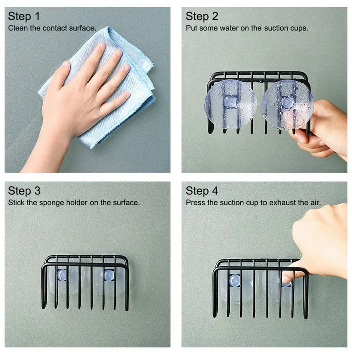 Multifunctional M‑Shaped Sponge Holder — Kitchen Sink Caddy Organizer, Rustproof Iron Sponge Caddy