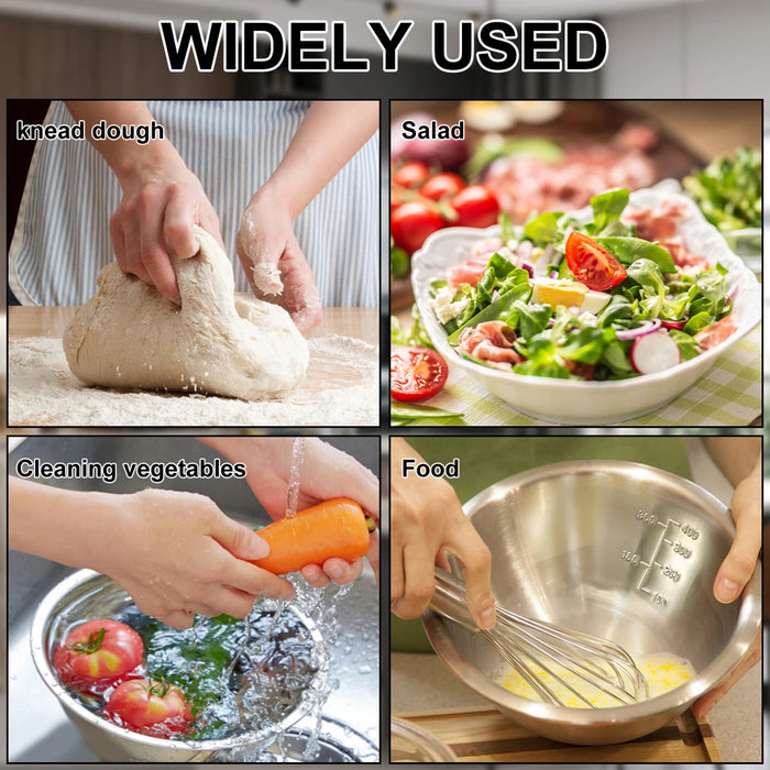 5-Piece Stainless Steel Mixing Bowl Set — Nesting, 2600–500ml