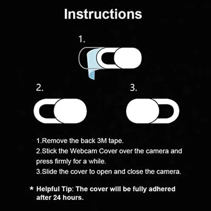 Webcam Privacy Cover — Slim Slide Shutter, 1/3/15 Pack (Black or White)