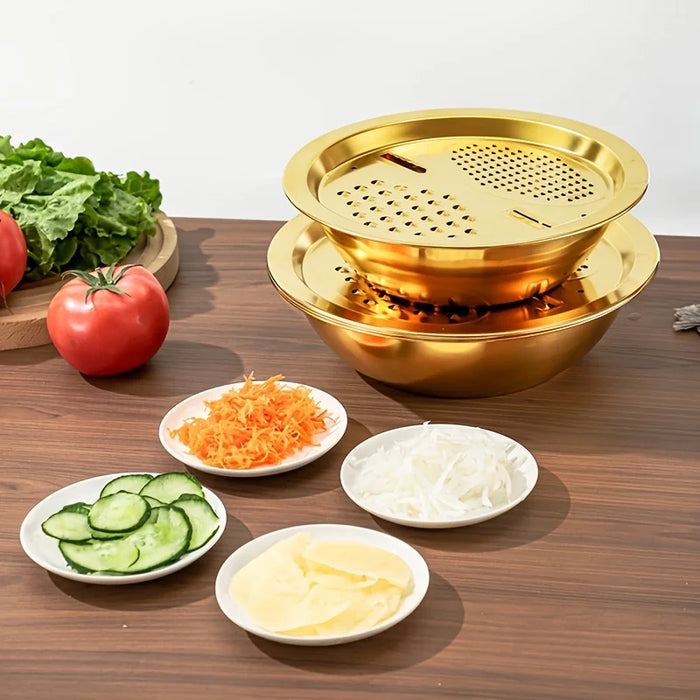 3-in-1 Stainless Steel Kitchen Set with Built-in Grinder, Filter and Mixing Bowl