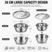 4-in-1 Stainless Steel Mixing Bowl Set – Grater Lid, Colander & Airtight Cover (Stovetop Safe)