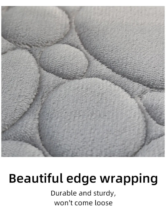 Three‑Piece Stone‑Pattern Microfibre Bathroom Mat Set — Water‑Absorbent & Non‑Slip