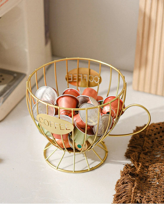 Metal Coffee Capsule Holder – Large Capacity Coffee Cup Pod Organizer (Black or Gold)