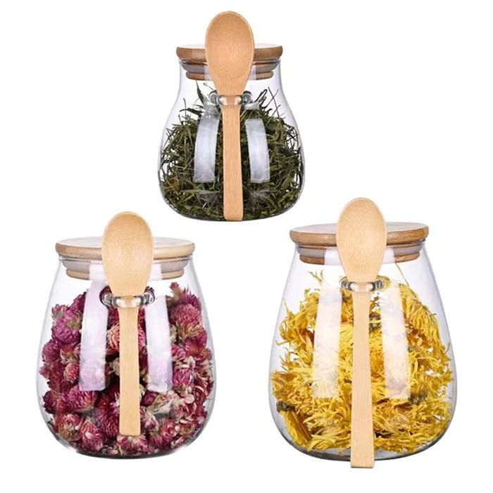 Airtight Glass Storage Jar with Bamboo Lid — 350 / 600 / 1000ml