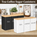 3‑Piece 1 L Coffee, Tea & Sugar Canisters with Airtight Bamboo Lids — Metal Storage Jars