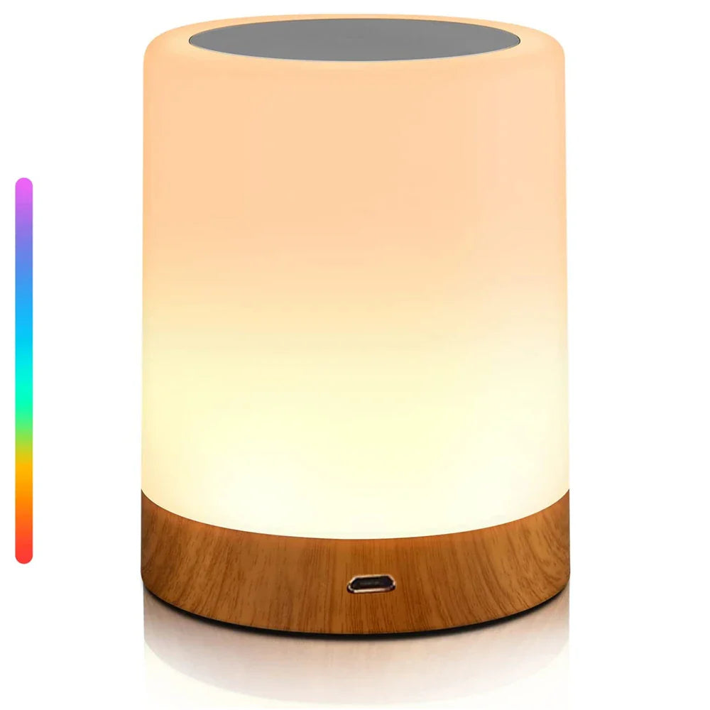 Lampe tactile LED - Lampe de chevet avec lumière RVB, capteur tactile et fonction lampe de bureau portable - Solution d'éclairage parfaite pour la chambre & cadeau pour enfants