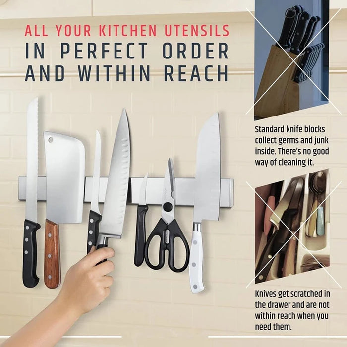 Stainless Steel Magnetic Knife Strip – 30, 40 or 50 cm