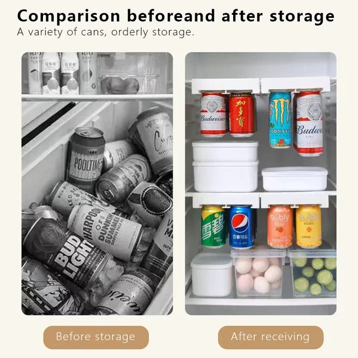 Fridge Hanging Drawer Can Dispenser – Plastic Beverage Rack, Holds 8 Cans (17x28cm)