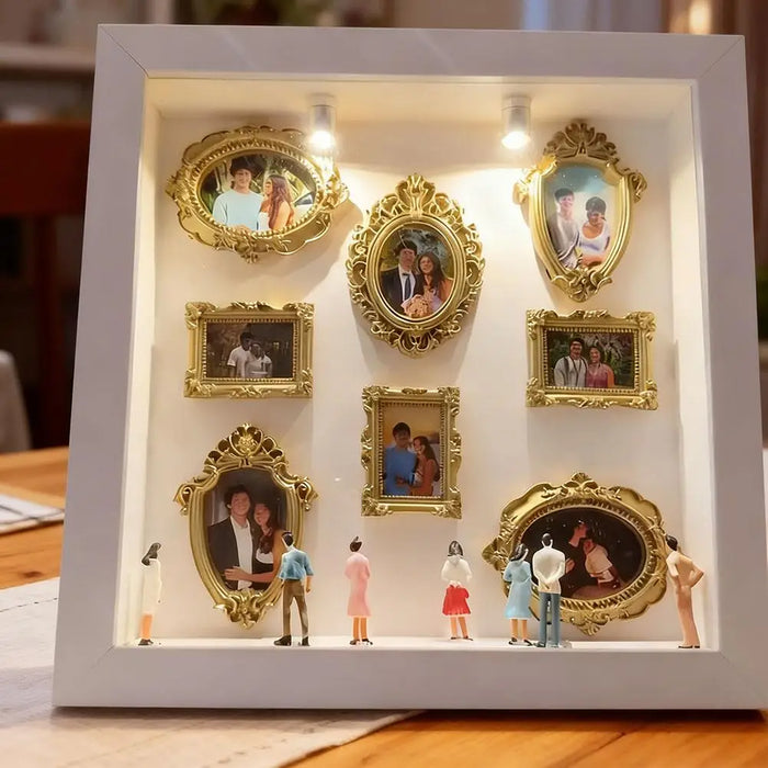 Mini Museum Silhouette Photo Box – DIY Memory Display Kit with Frames & Figurines
