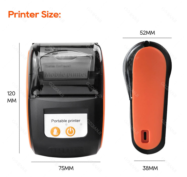 58mm Mini Thermal Receipt Printer – Bluetooth & USB, Mobile POS for Android/iOS/Windows