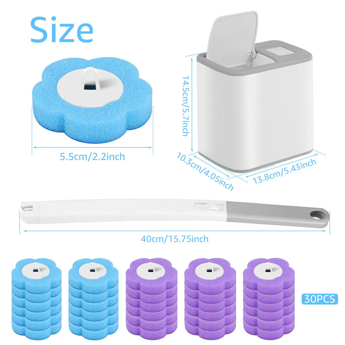 Disposable Toilet Brush Kit — Long Handle & Wall‑Mount Holder
