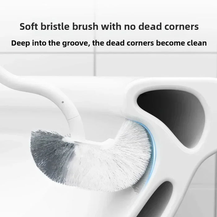 S‑Shaped Wall‑Mounted Toilet Brush, Long Handle, Soft PP Bristles, 39×11cm
