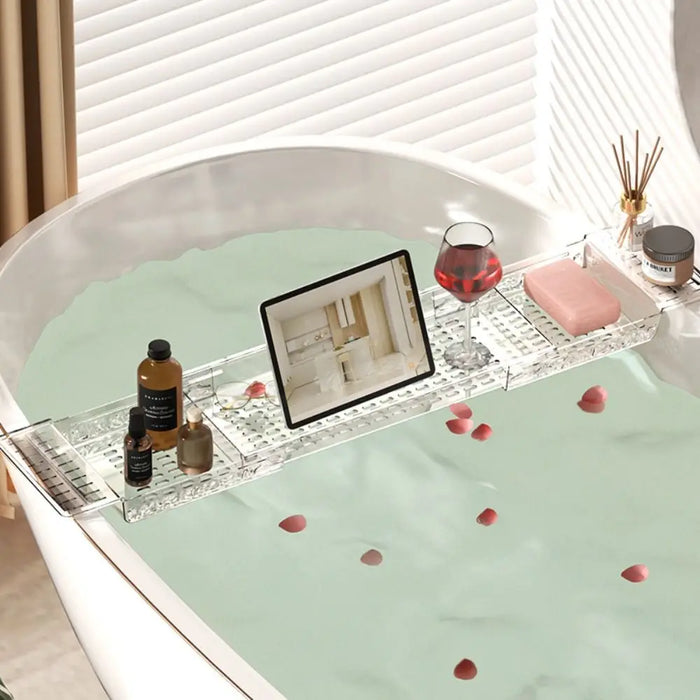 Transparent Expandable Bath Tray – Adjustable Tub Shelf, Anti‑Slip, Easy to Clean