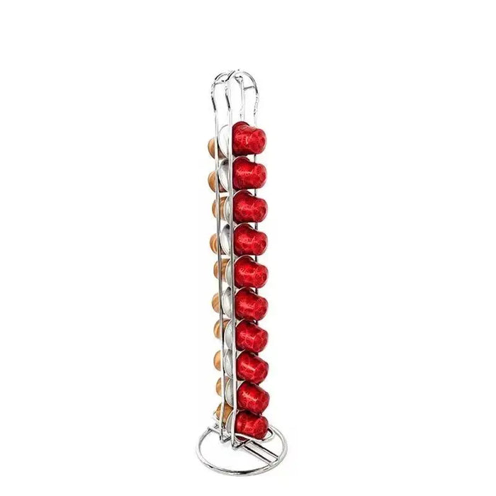 Rotating Nespresso Pod Holder — 20-Capsule Coffee Rack (Gold)