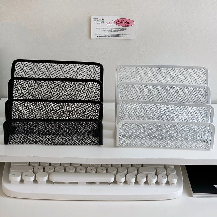 4-Tier Iron Mesh Desk Organiser – Letter Holder for Documents & Stationery