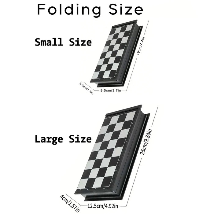 Magnetic Folding Chess Set — Gold & Silver Pieces, Portable Travel Board (7.5 in & 9.8 in)