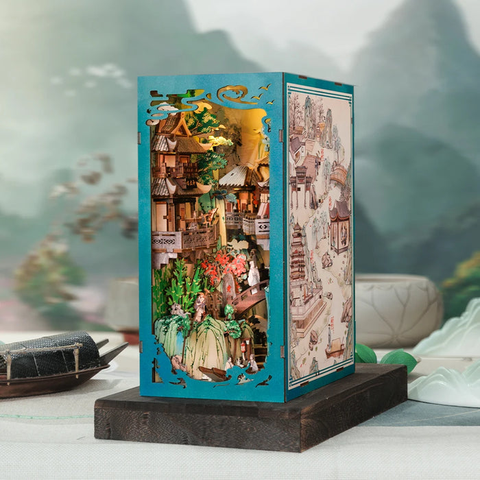 Antiquity Book Nook Dollhouse Kit – Su Dongpo's Life with Touch Light & Dust Cover