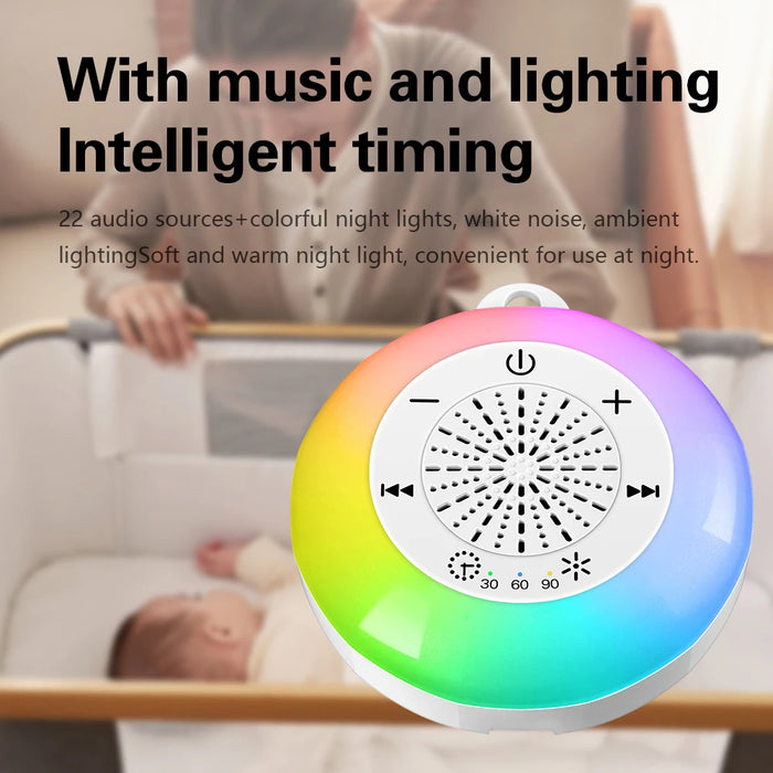 White Noise Sleep Machine — USB Rechargeable, 22 Soothing Sounds, Timer (Baby & Adult)